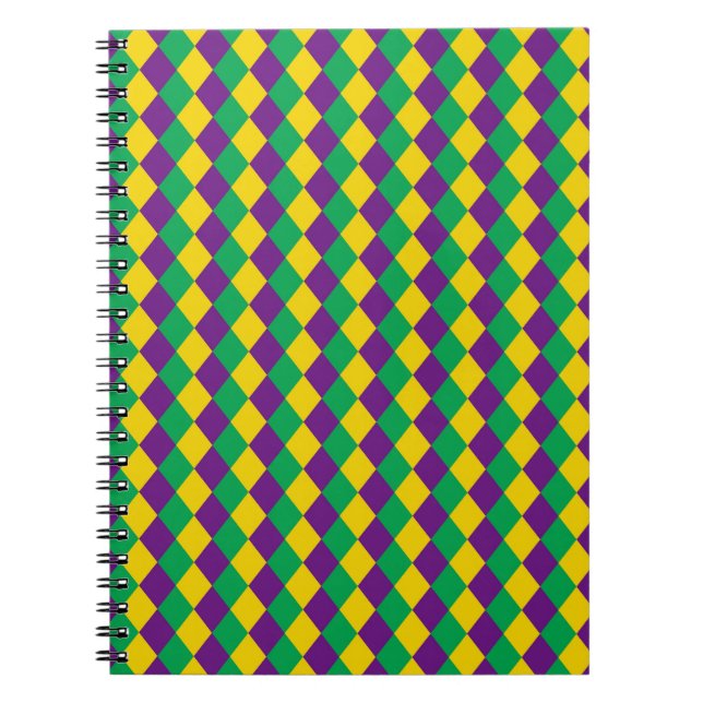 Mardi Gras Diamonds: Vibrant Festive Pattern Notebook (Front)