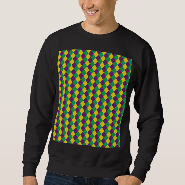 Mardi Gras Diamonds: Vibrant Festive Pattern Sweatshirt (Front)