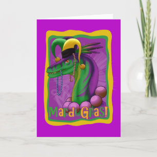 Mardi Gras Dinosaur Card