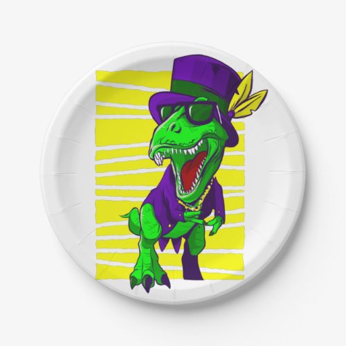 mardi gras dinosaur funny trex paper plates