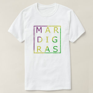 Mardi Gras Distressed Green, Purple and Gold Tee