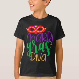 Mardi Gras Diva - Mask And Beads Design  T-Shirt