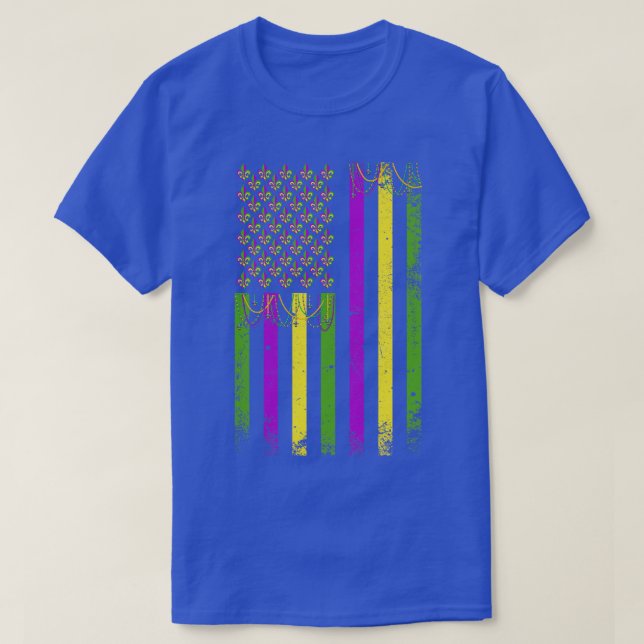 Mardi Gras Diva Masquerade Bead Parade USA Flag Me T-Shirt (Design Front)