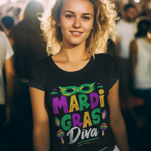 Mardi Gras Diva – Purple Mask Carnival Celebration Tri-Blend Shirt