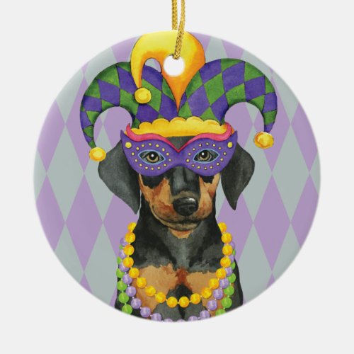 Mardi Gras Dobe Ceramic Ornament