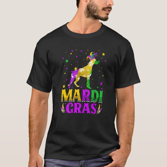 Mardi Gras Doberman Dog Carnival Jester T-Shirt (Front)