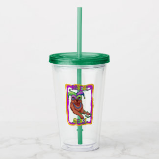 Mardi Gras Dog Acrylic Tumbler