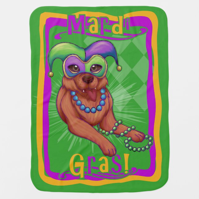 Mardi Gras Dog Baby Blanket (Front)