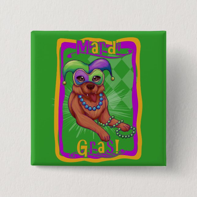 Mardi Gras Dog Button (Front)