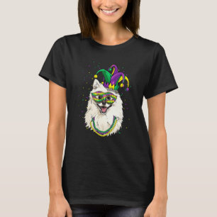 Mardi Gras Dog Carnival American Eskimo Jester Pet T-Shirt