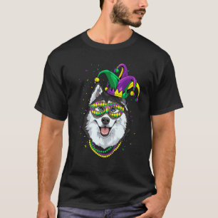 Mardi Gras Dog Carnival Siberian Husky Jester Husk T-Shirt