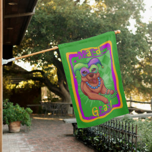 Mardi Gras Dog House Flag