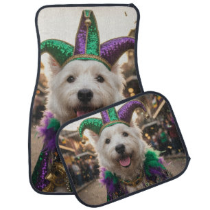Mardi Gras Dog Jester Costume Car Floor Mat