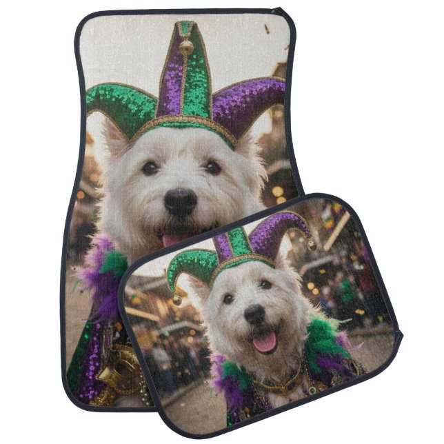 Mardi Gras Dog Jester Costume Car Floor Mat (Set)