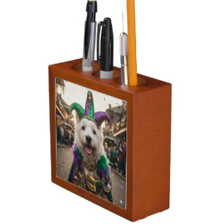 Mardi Gras Dog Jester Costume Desk Organizer