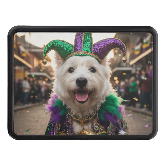 Mardi Gras Dog Jester Costume Hitch Cover (Front)