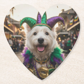 Mardi Gras Dog Jester Costume Paper Coaster