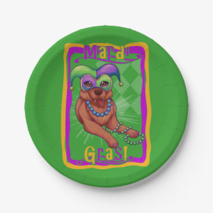 Mardi Gras Dog Paper Plates