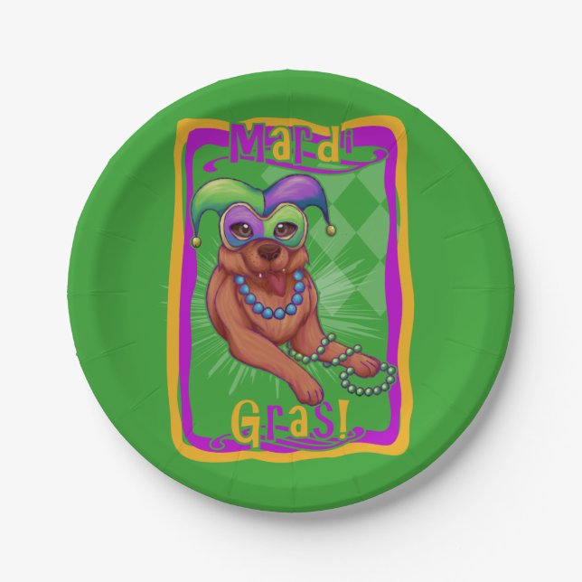 Mardi Gras Dog Paper Plates (Front)