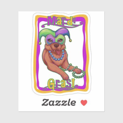 Mardi Gras Dog Sticker