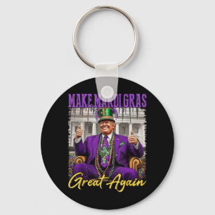 Mardi Gras Donald Trump Great Again American Flag Keychain