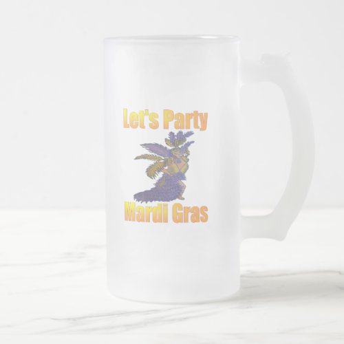 Mardi Gras Drag Queen Frosted Glass Beer Mug