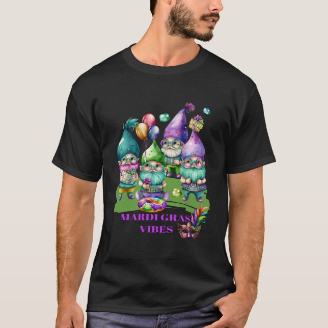 Mardi Gras Dressed Up Gnomes Carnival Masquerade V T-Shirt (Front)
