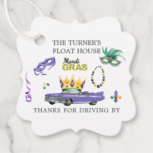Mardi Gras  Drive_By Parade Throw Thank You Favor Favor Tags
