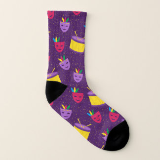 Mardi Gras Drums and Masks All-Over-Print Socks