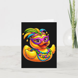 Mardi Gras Duck Wearing Mardi Gras Costume Beads M Card