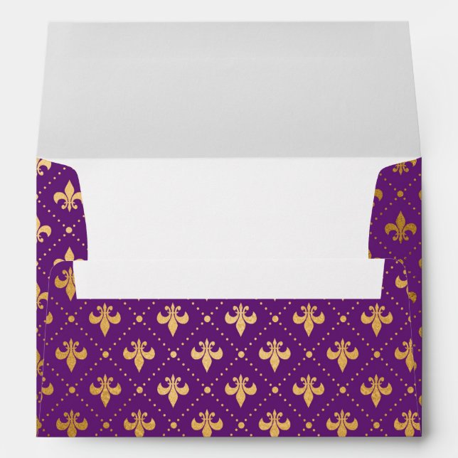Mardi Gras Elegant Golden Fleur De Lis Squares Envelope (Back (Bottom))