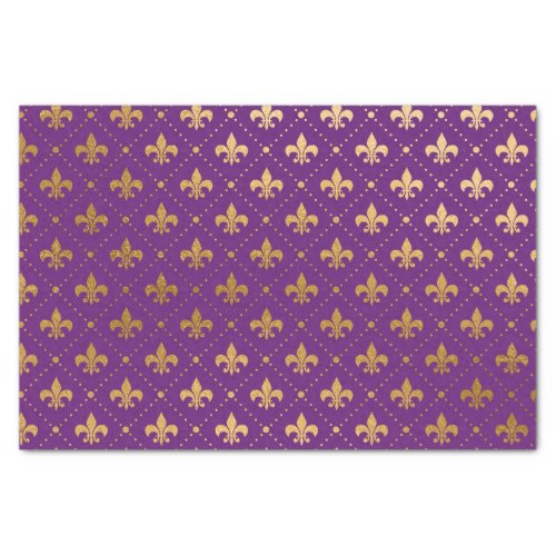 Mardi Gras Elegant Golden Fleur De Lis Squares Tissue Paper