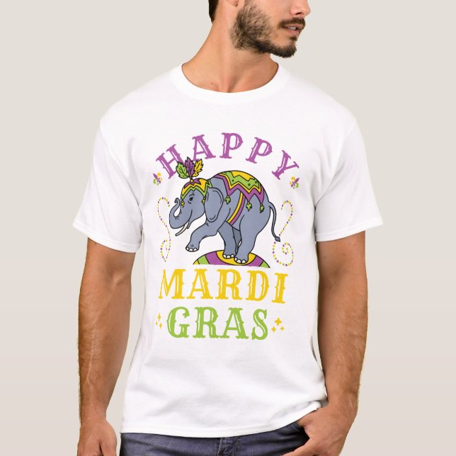Mardi Gras Elephant Carnival T-Shirt (Front)