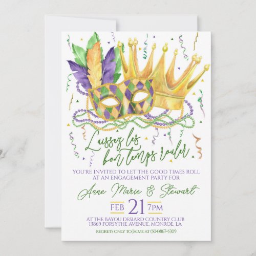 Mardi Gras Engagement Party Invitation Mardi Gras Engagement Party Invitation
