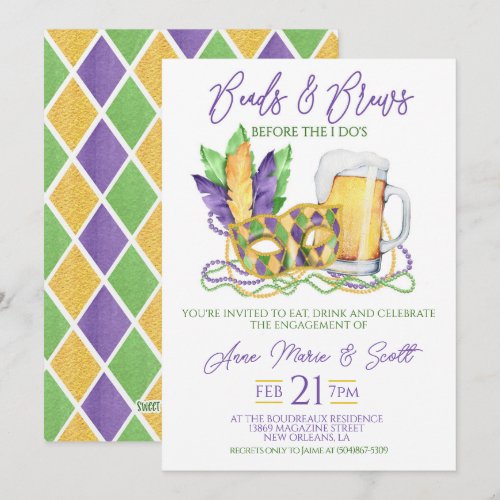 Mardi Gras Engagement Party Invitation