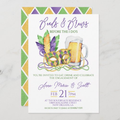 Mardi Gras Engagement Party Invitation