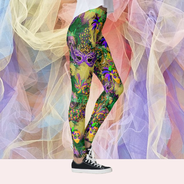 Mardi Gras Everything Beads Masks Party Leggings (Creator Uploaded)