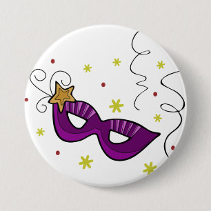 Mardi Gras Eye Mask Button