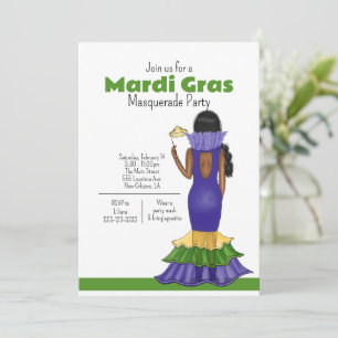 Mardi Gras Fashion Illustration - Party Invitation