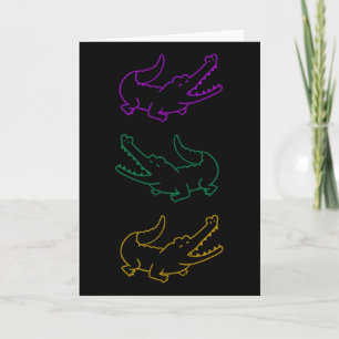 Mardi Gras Fat Tuesday Alligators Purple Green And Card