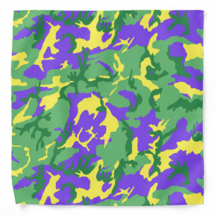 Mardi Gras Fat Tuesday Camo Pattern Bandana