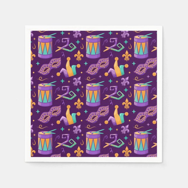 Mardi Gras Fat Tuesday Carnival Napkins (Front)