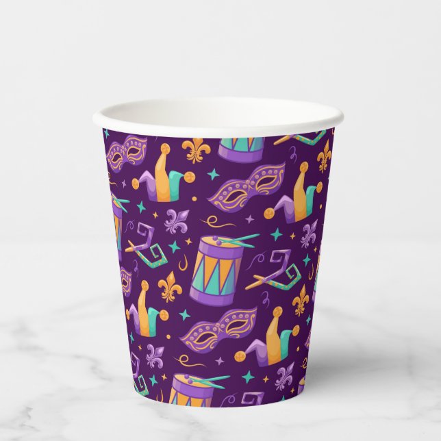 Mardi Gras Fat Tuesday Carnival Paper Cups (Front)