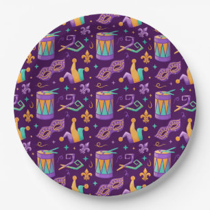 Mardi Gras Fat Tuesday Carnival Paper Plates