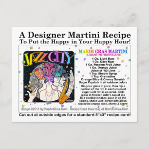 Mardi Gras - Fat Tuesday Martini Recipe Card