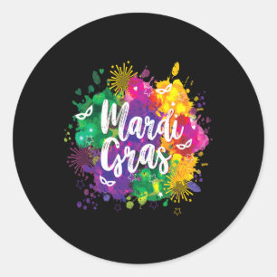 Mardi Gras Fat Tuesday New Orleans Mobile Carnival Classic Round Sticker