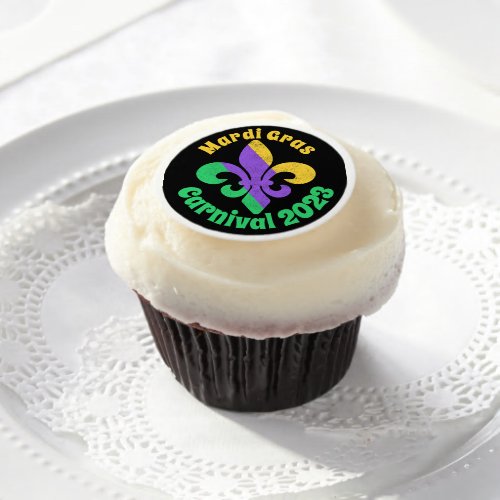 Mardi Gras Fat Tuesday Purple Green Fleur De Lis Edible Frosting Rounds