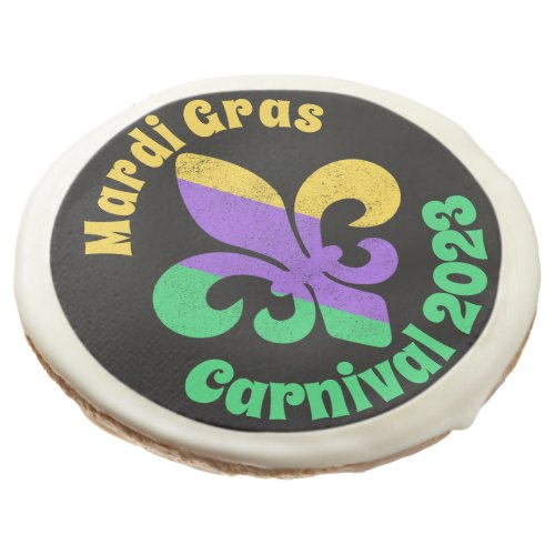 Mardi Gras Fat Tuesday Purple Green Fleur De Lis Sugar Cookie