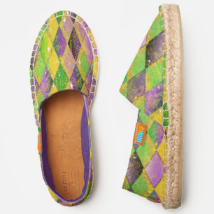 Mardi Gras Faux Glitter Bling Harlequin Diamonds Espadrilles