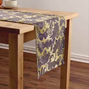 Mardi Gras Faux Gold Purple New Orleans Short Table Runner